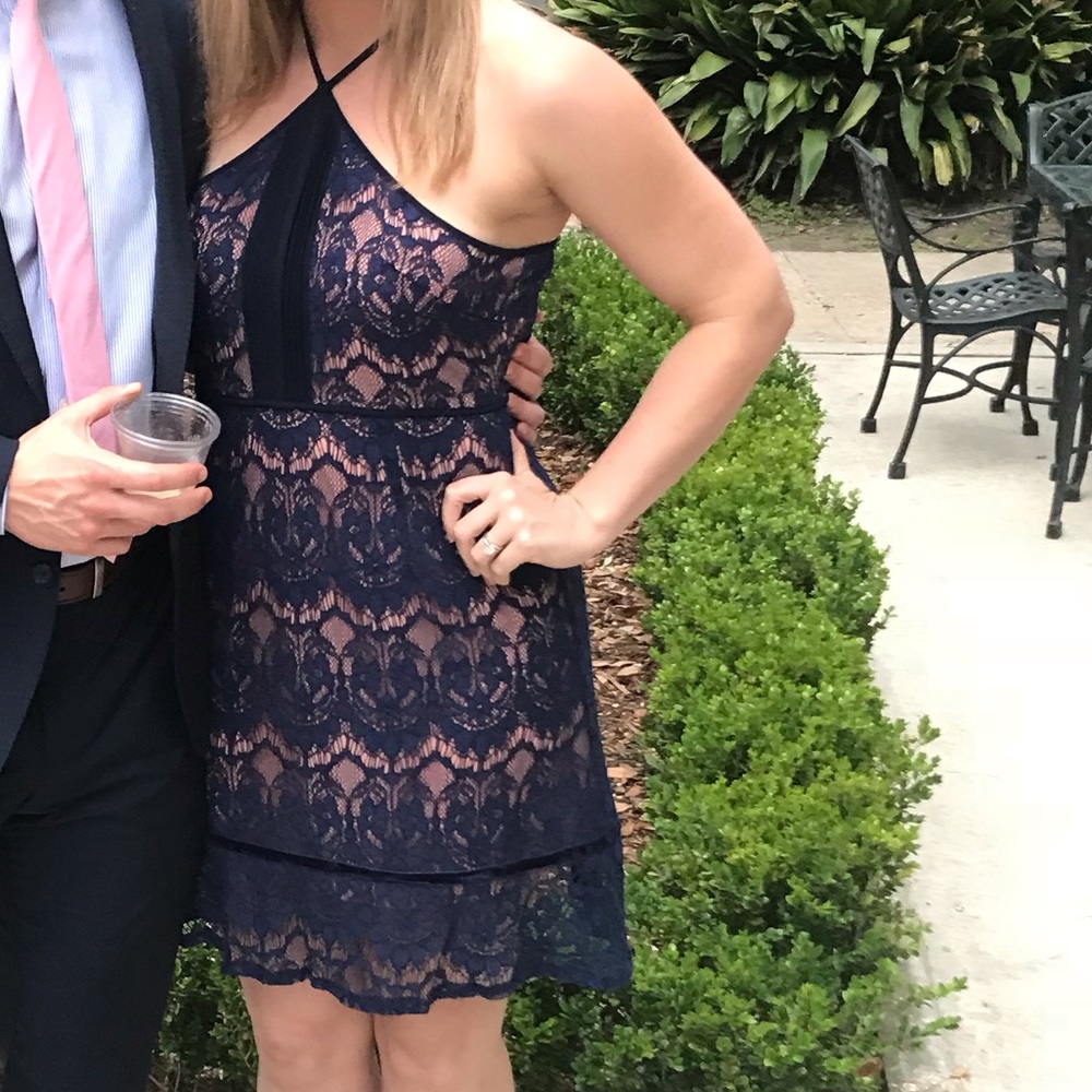 Blue & blush lace dress